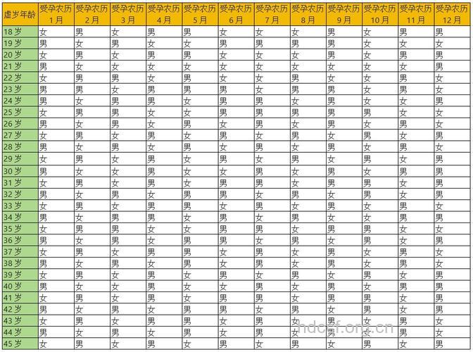 b超生男生女预测表