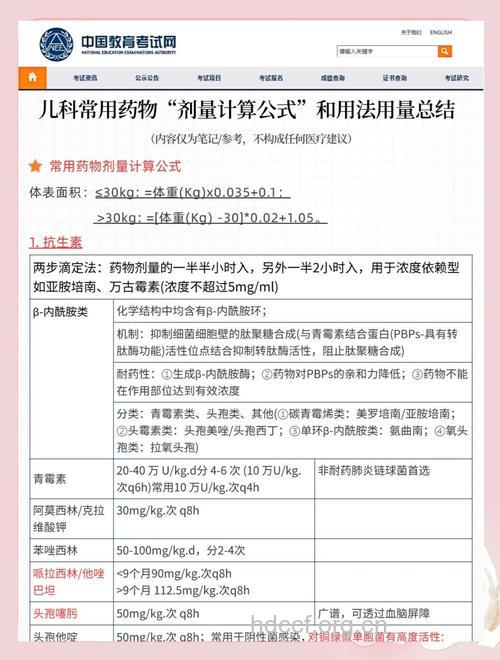 小儿用药剂量的计算方法