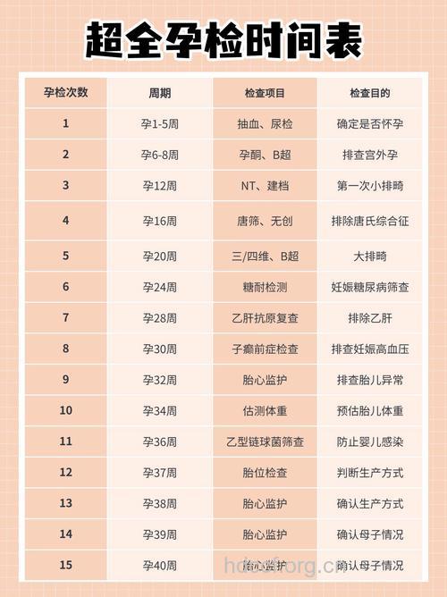 最详尽的孕期体检时间安排表