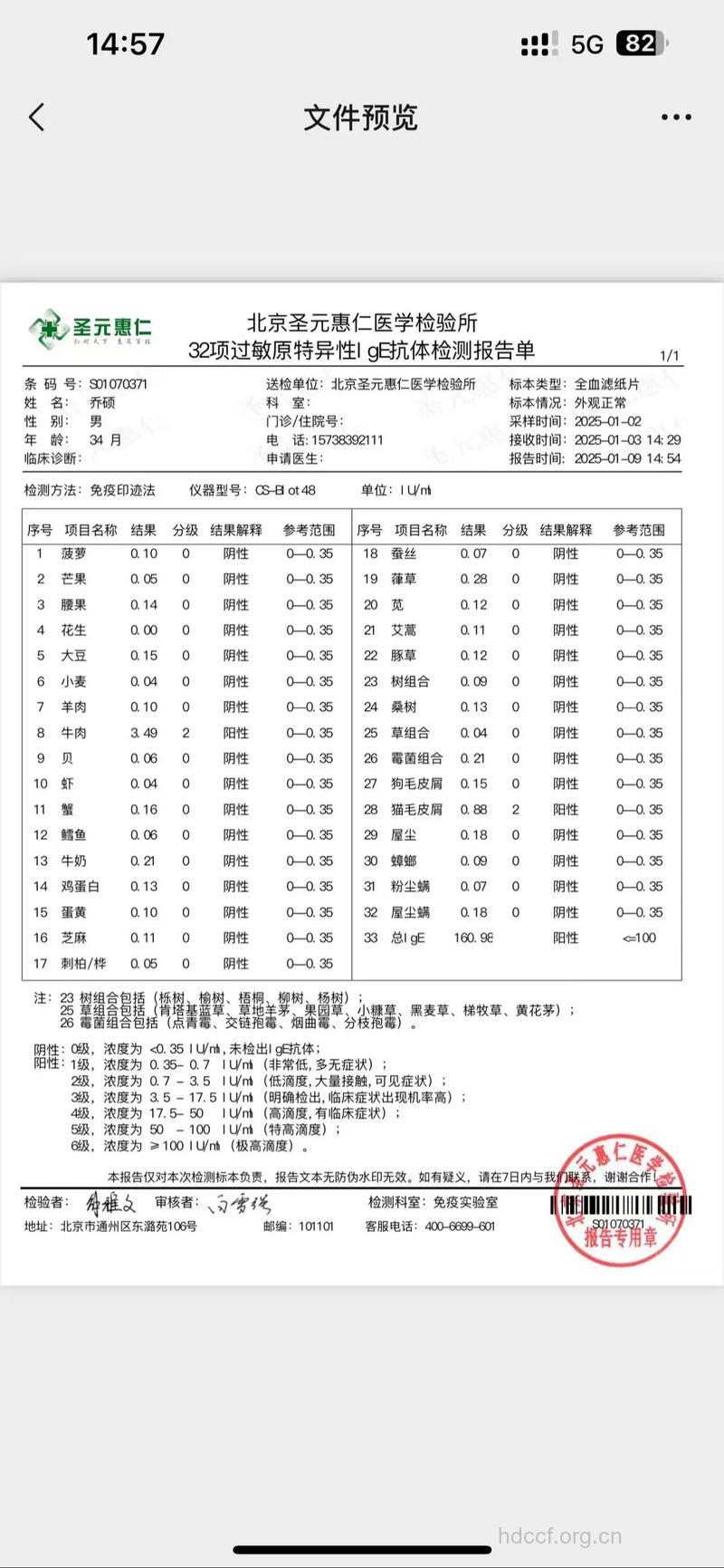 儿童过敏源检测
