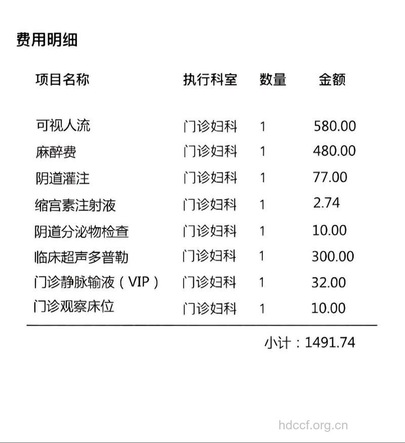 无痛人流各项费用简介