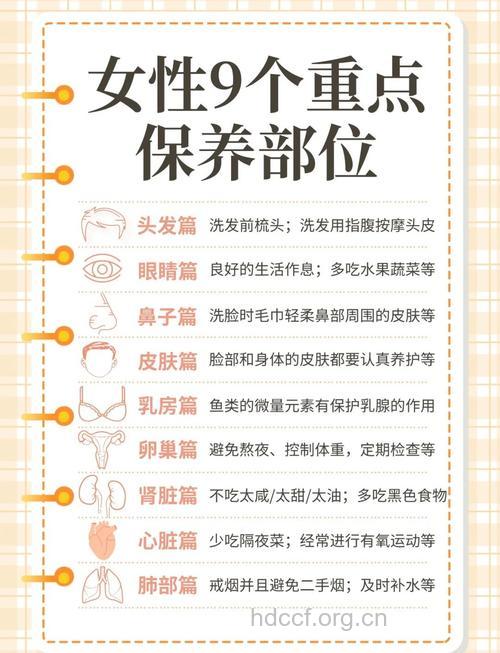 女性养生攻略 不同部位保养方法不同