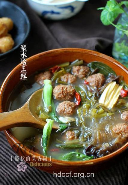陕西对付秋老虎的酸汤菜—浆水烩三鲜