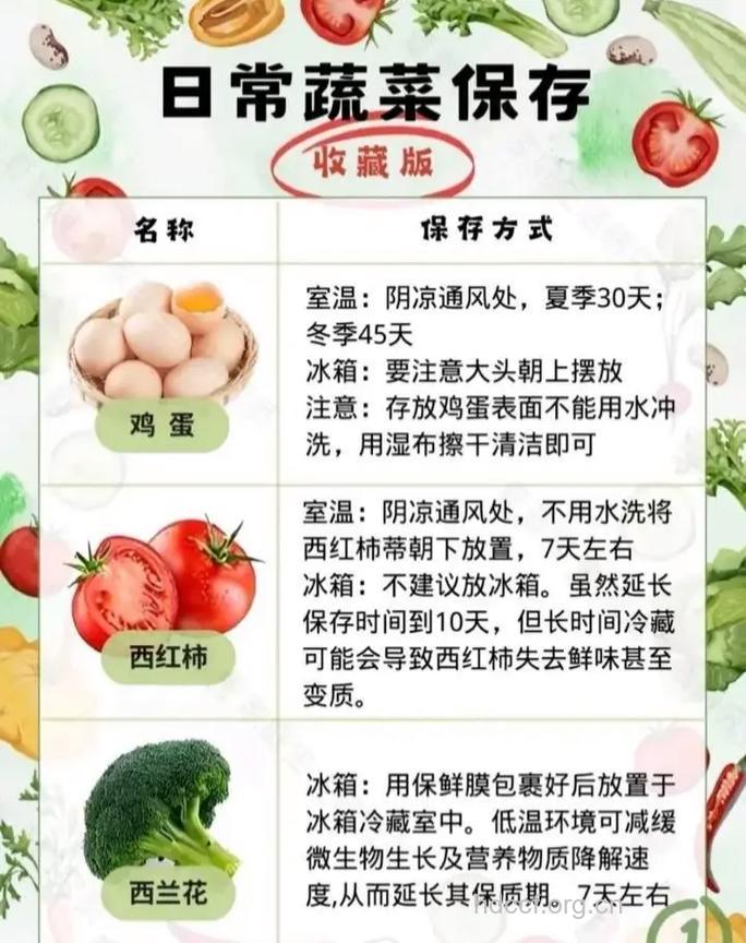常见的12种蔬菜保鲜法