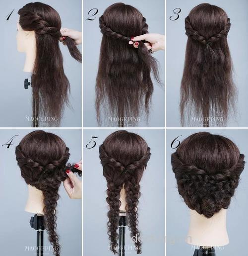 DIY速成韩式可爱盘发步骤图解