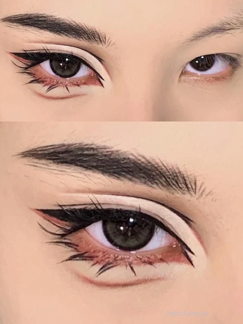 下垂眼线化出无辜眼妆