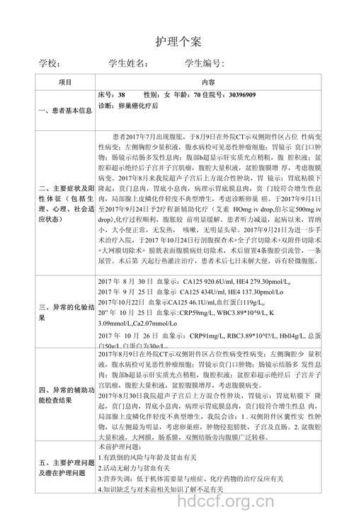 怎么护理卵巢癌治疗后不良反应