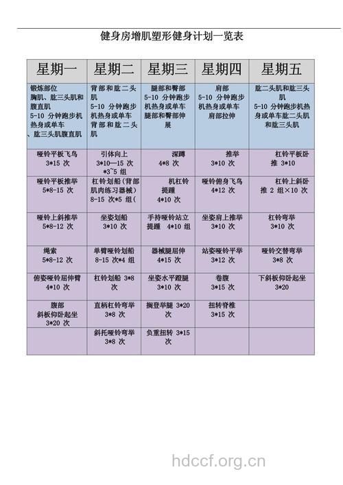 中年男性增肌健身计划书