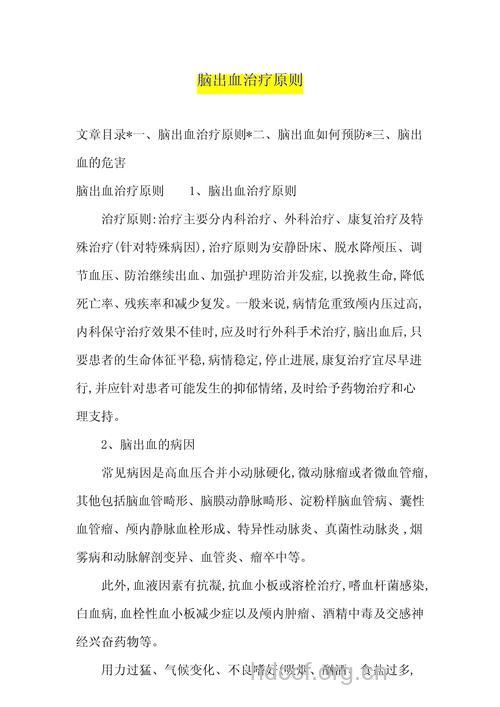 脑出血有哪些治疗原则