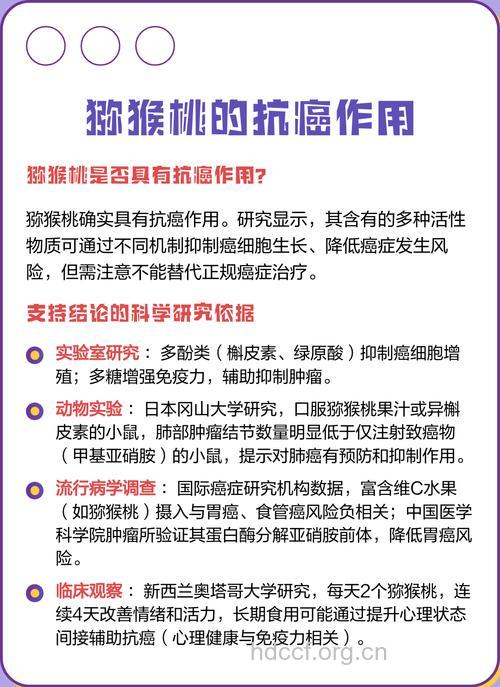 猕猴桃的抗癌功效表现在哪些方面