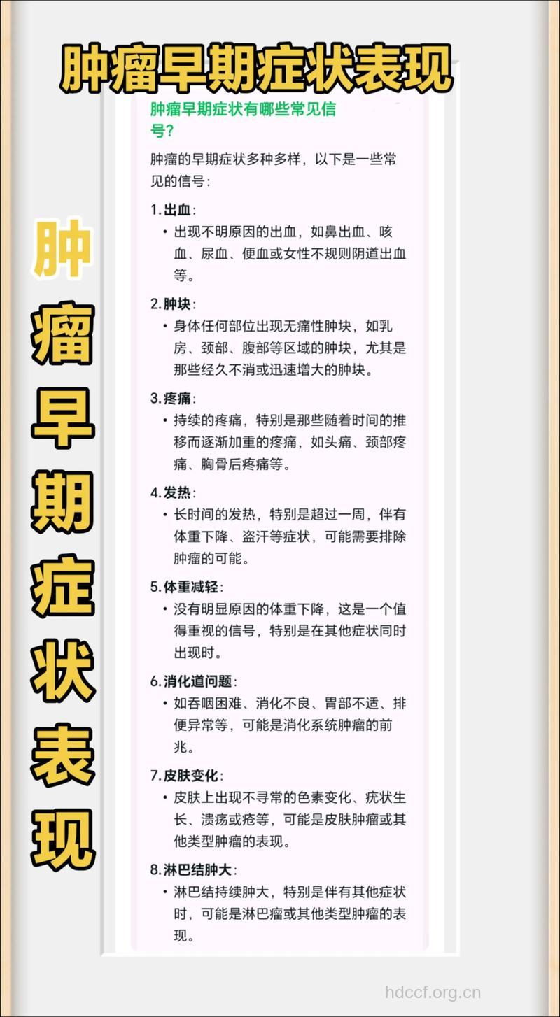 肿瘤早期常见的症状表现