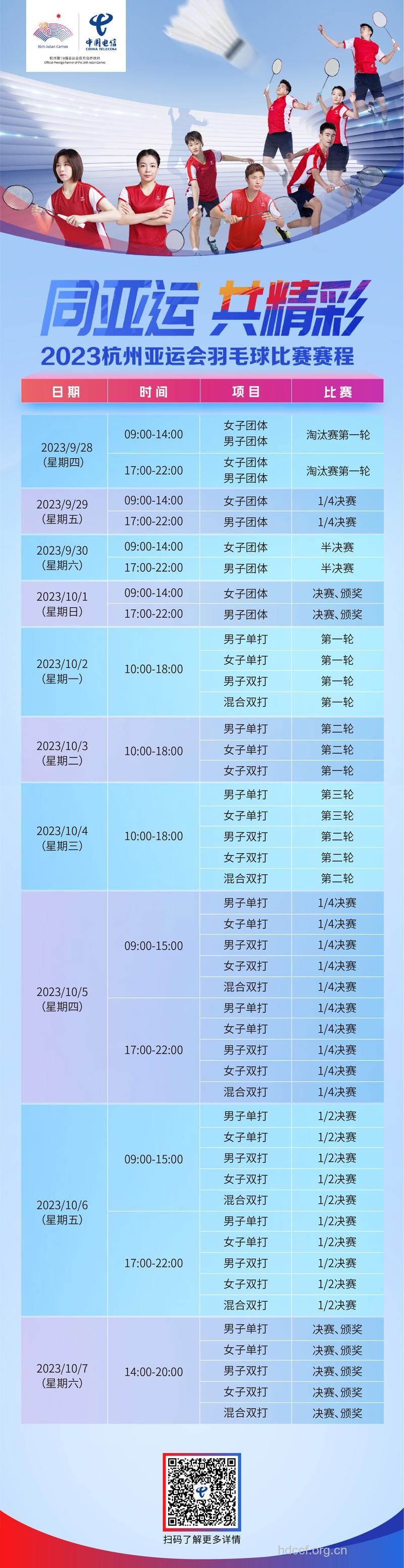 2010亚运会16日羽毛球赛程