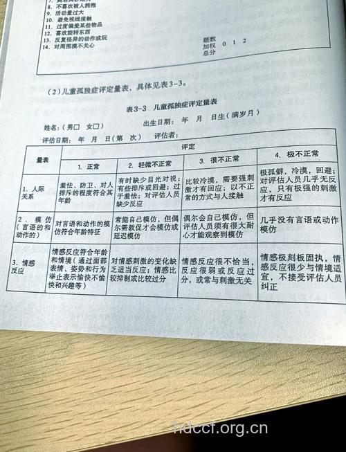 儿童自闭症测试量表