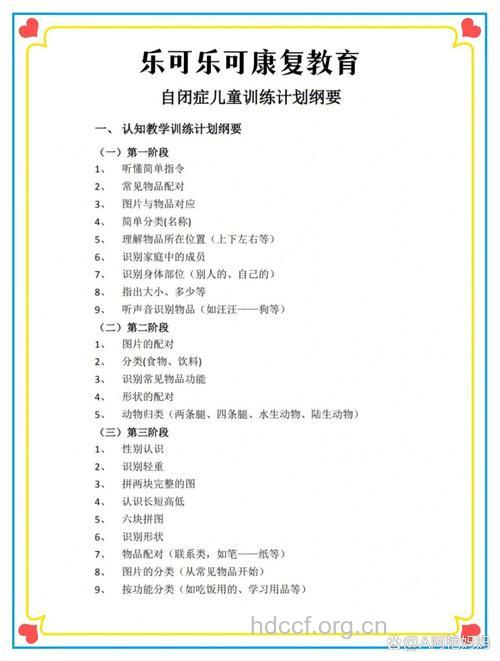 针对自闭症儿童康复计划