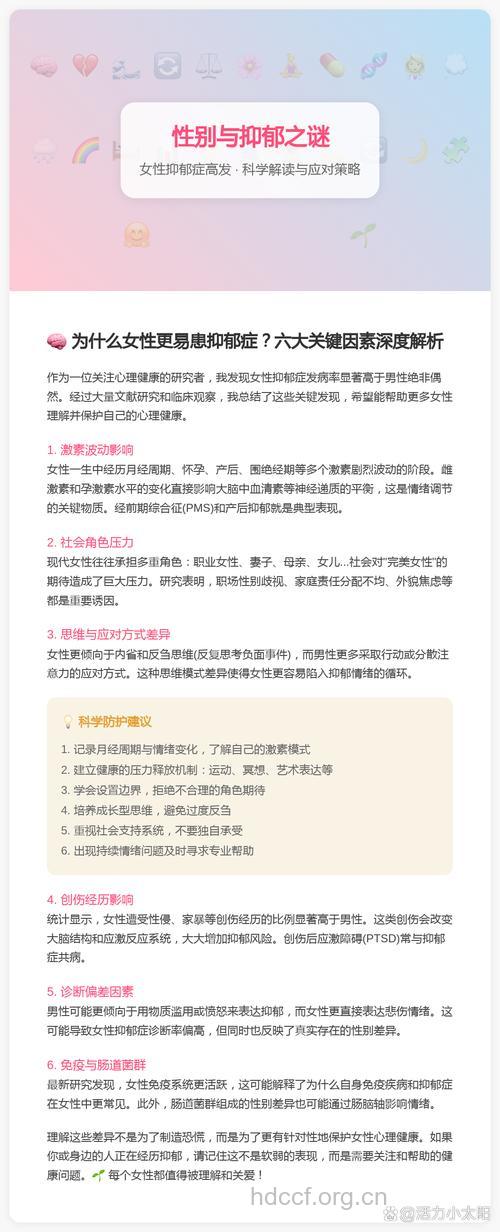 女性患抑郁是男性的两倍