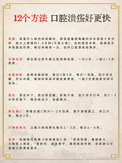 女性经期前后口腔溃疡治疗偏方