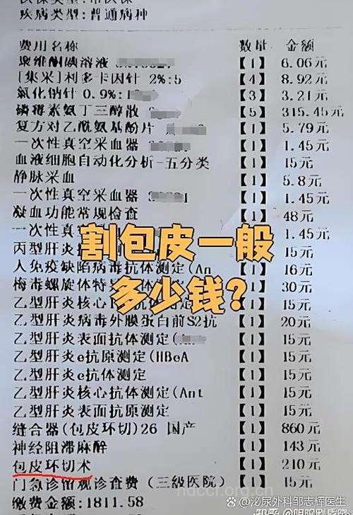 男性包皮过长的手术费用是多少