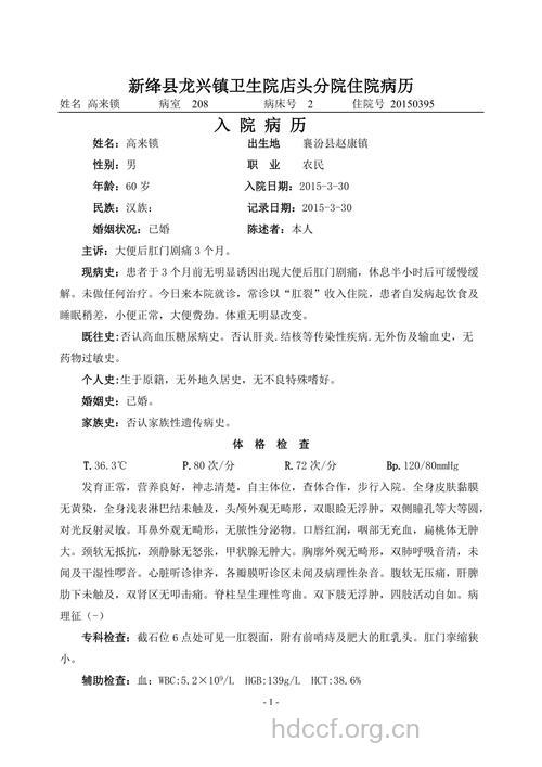 肛裂病例一则