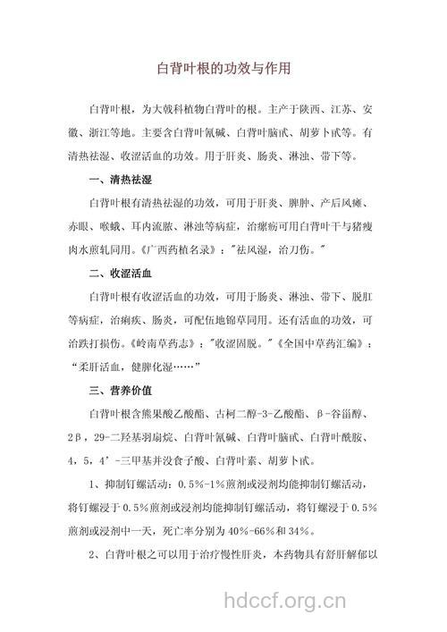 白背叶根的功效与作用