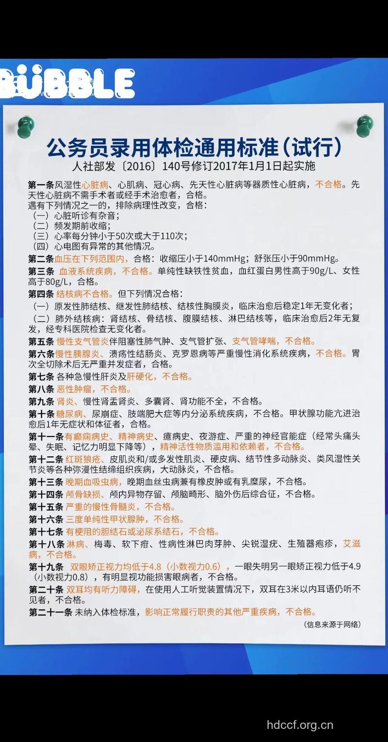 告知 公务员体检的标准