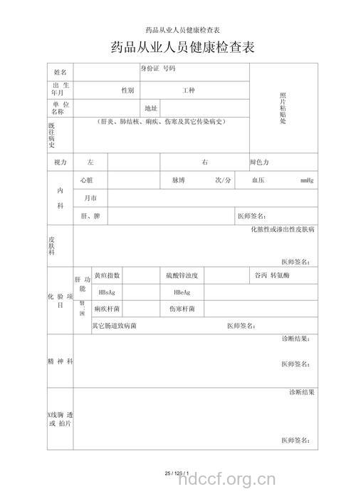 医药从业员体检检查什么项目?