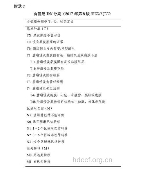 食管癌的最简单的分期标准