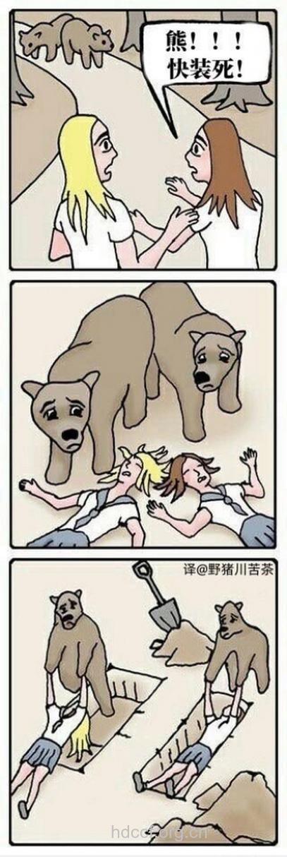 面对熊袭可装死