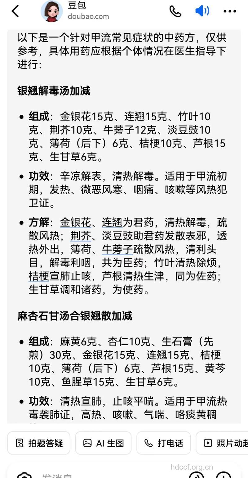 专家推荐的防治甲流中药药方