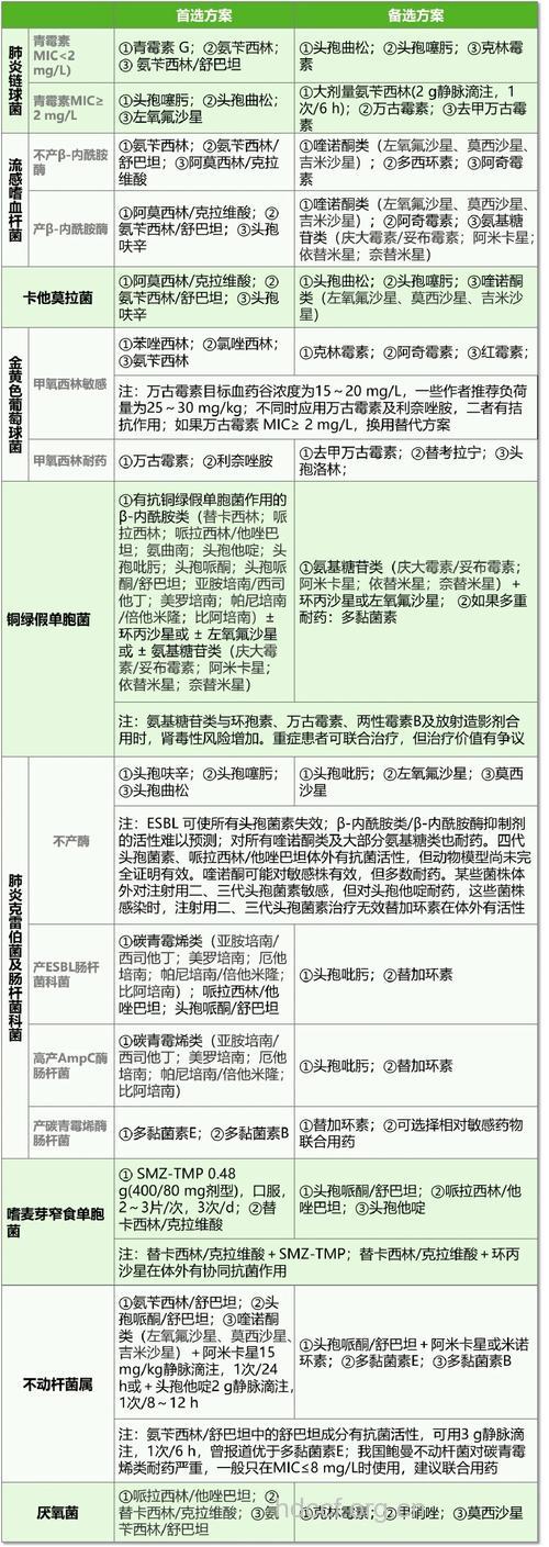 轻中重度肺炎的抗生素应用方案